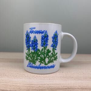 Vintage Texas Bluebonnets Mug State Flower Blue Bonnet Floral Home Decor Gift TX